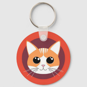 Porte-clés Visage de Chat Mignon Illustration Vibrante