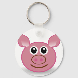Porte-clés Visage de dessin de porc
