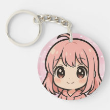 Porte-clés Visage de Fille Anime Kawaii Mignon