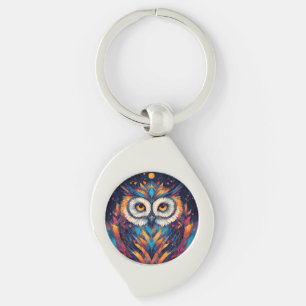 Porte-clés Visage de hibou géométrique coloré