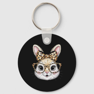 Porte-clés Visage de lapin avec lunettes Ndana Léopard Lapin