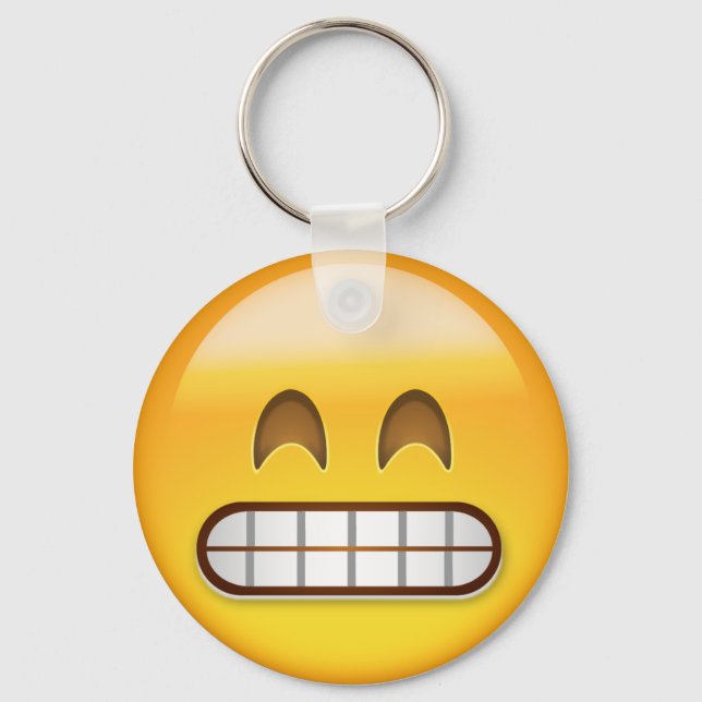 Porte-clés Visage Grinning Avec Les Yeux Souriants Emoji (Recto)