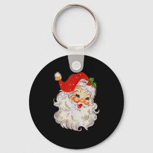 Porte-clés Visage rétro joyeux de Père Noël Saint-Nicolas vin