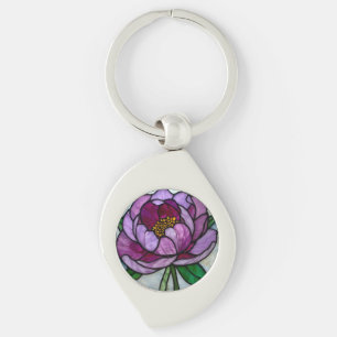 Porte-clés Vitraux Pivoine Violette
