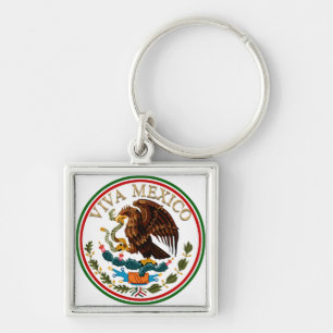 Porte-clés Viva Mexique Drapeau mexicain avec texte or