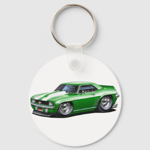 Porte-clés Voiture 1969 Vert-Blanche de Camaro solides