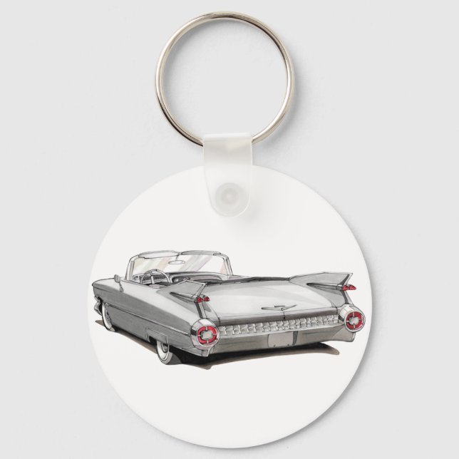 Porte-clés Voiture blanche Cadillac 1959 (Recto)