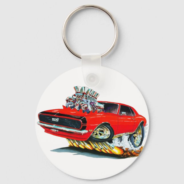 Porte-clés Voiture Camaro rouge-noir 1968 (Recto)