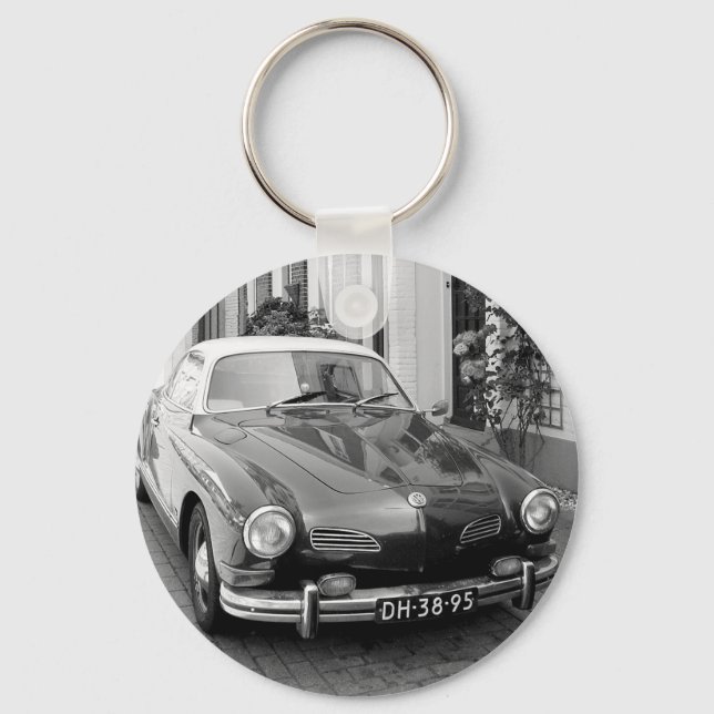 Porte-clés Voiture classique noir et blanc (Recto)