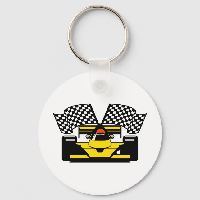 PORTE-CLÉS VOITURE DE COURSE JAUNE (Recto)