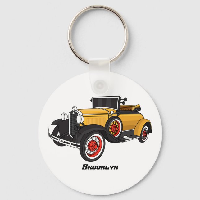 Porte-clés Voiture jaune classique 1931 (Recto)