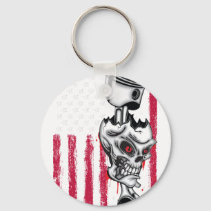 Porte-clés Voiture Musclée à Piston Drapeau Américain 5