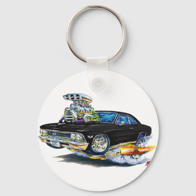 Porte-clés Voiture noire Chevelle 1966 (Recto)