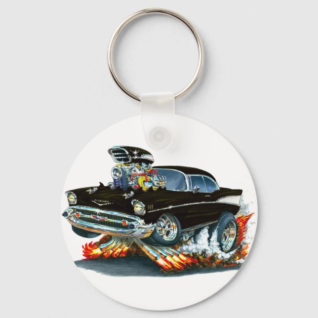 Porte-clés Voiture noire Chevy Belair 1957 (Recto)