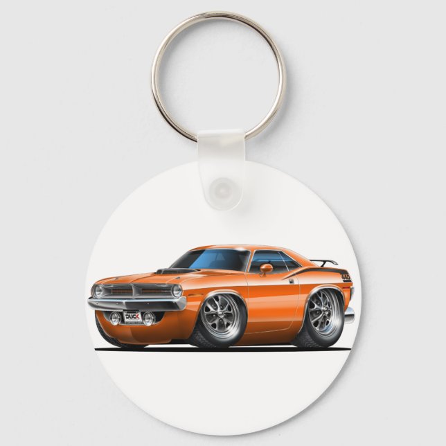 Porte-clés Voiture Plymouth Cuda Orange 1970 (Recto)