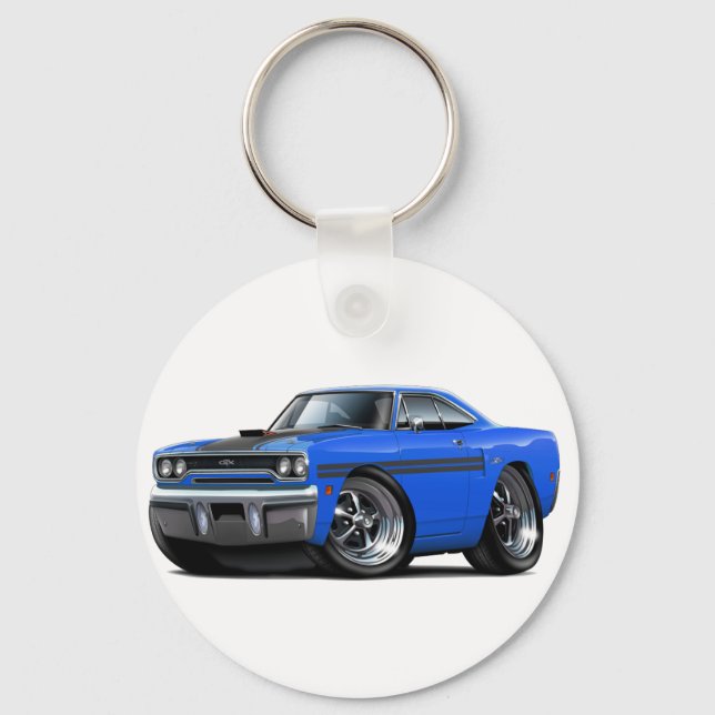Porte-clés Voiture Plymouth GTX Blue-Black 1970 (Recto)