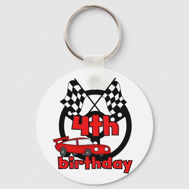 Porte-clés Voiture Racing 4e Anniversaire Tshirts et cadeaux (Recto)