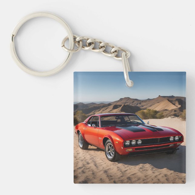Porte-clés voiture sport dans le désert (Devant)