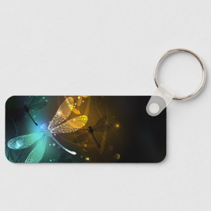 Porte-clés Vol de libellule verte lumineuse