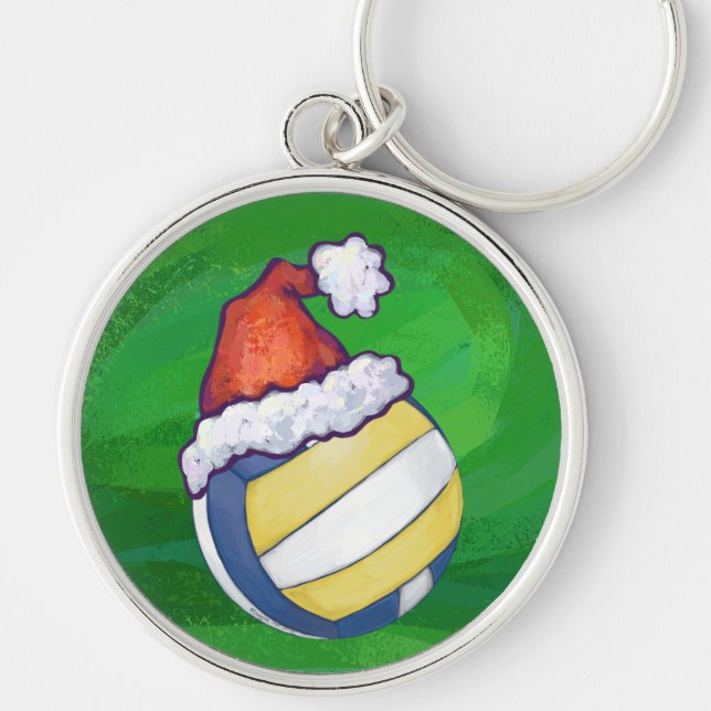 Porte-clés Volley-ball avec Casquette de Noël (Devant)