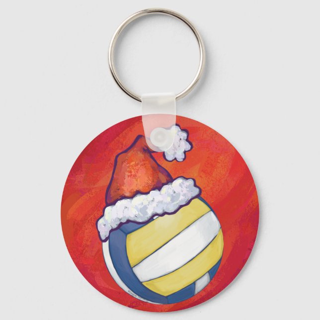 Porte-clés Volley-ball avec Casquette de Noël (Recto)