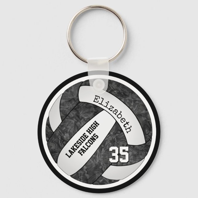 Porte-clés volley-ball avec noir blanc équipe couleurs nom fi (Recto)