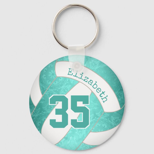 Porte-clés volley-ball turquoise turquoise personnalisé (Recto)