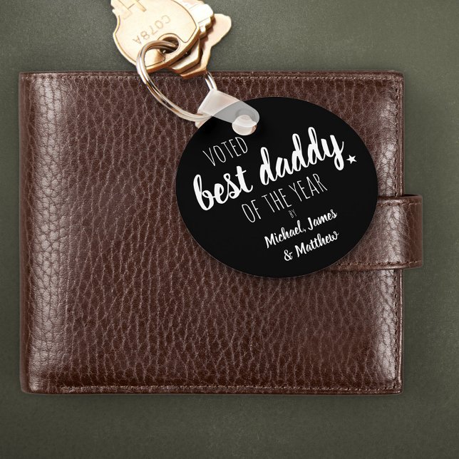 Porte-clés Voté meilleur papa de l'année par .. Noir et blanc (Créateur téléchargé)