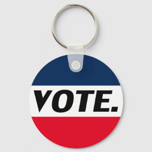 Porte-clés "Voter" Lettres noires, rouge bleu blanc arrière -