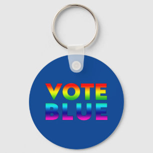 Porte-clés Votez bleu orgueil lgbtq, lgbt couleurs arc-en-cie