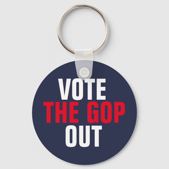 Porte-clés Votez le GOP Out Rouge Bleu Politique (Recto)