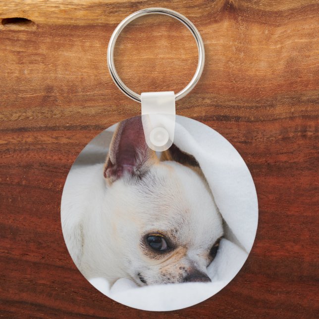 Porte-clés Votre chiot chien de compagnie photo personnalisée (Recto)