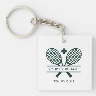 Porte-clés Votre Club de tennis Nom Équipe Logo Vert Personna