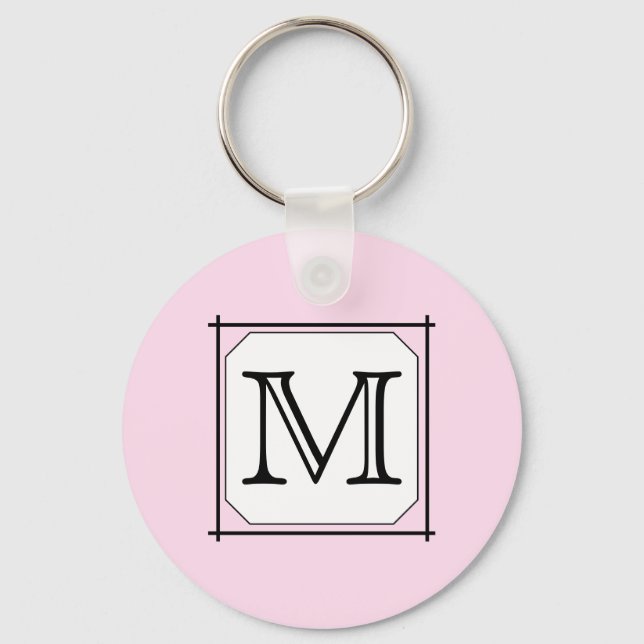 Porte-clés Votre Lettre. Monogramme personnalisé. Blanc rose (Recto)