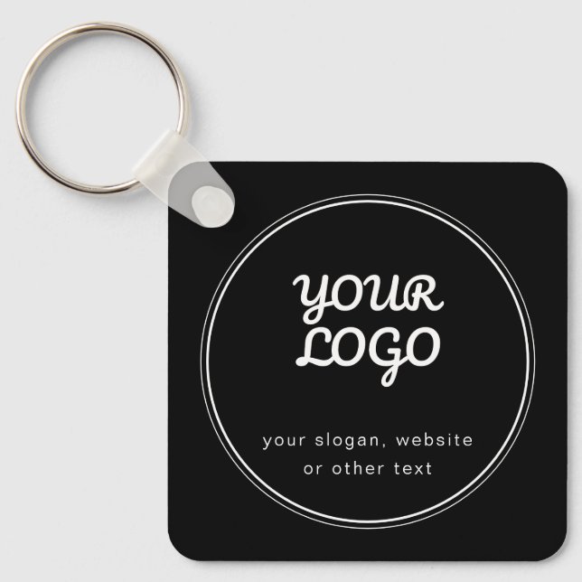 Porte-clés Votre Logo Design élégant et modifiable en noir et (Recto)