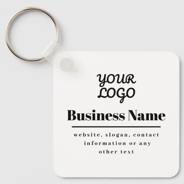 Porte-clés Votre logo Retro-Moderne Blanc & Noir (Recto)