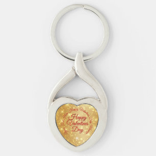 Porte-clés Votre message de la Saint-Valentin cœur en or