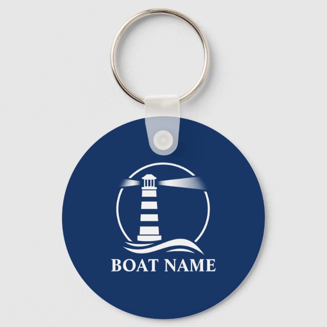 Porte-clés Votre nom de bateau avec phare classique (Recto)