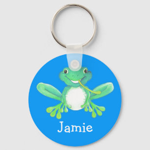 Porte-clés Votre nom mignon fun grenouille vert bleu porte - 