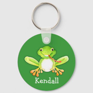 Porte-clés Votre nom mignon plaisir grenouille porte - clé ve