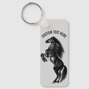 Porte-clés Votre Porte - clé texte avec cheval sauvage noir d