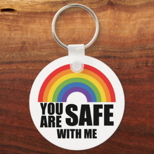 Porte-clés Vous Êtes En Sécurité Avec Moi LGBTQ Rainbow Pride