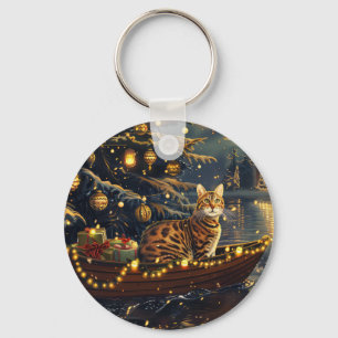 Porte-clés Voyage de fête de Noël du chat du Bengale