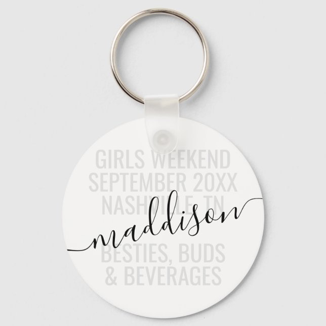 Porte-clés Voyage de fin de semaine pour filles personnalisée (Recto)