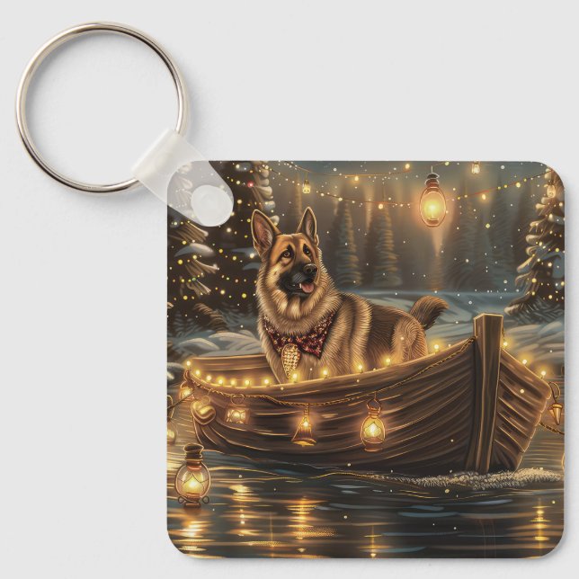 Porte-clés Voyage de Noël du berger allemand (Recto)