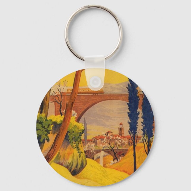 Porte-clés Voyage ferroviaire vintage (Recto)