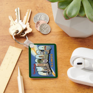 Porte-clés Voyage Vintage, Salutations de Chicago Illinois