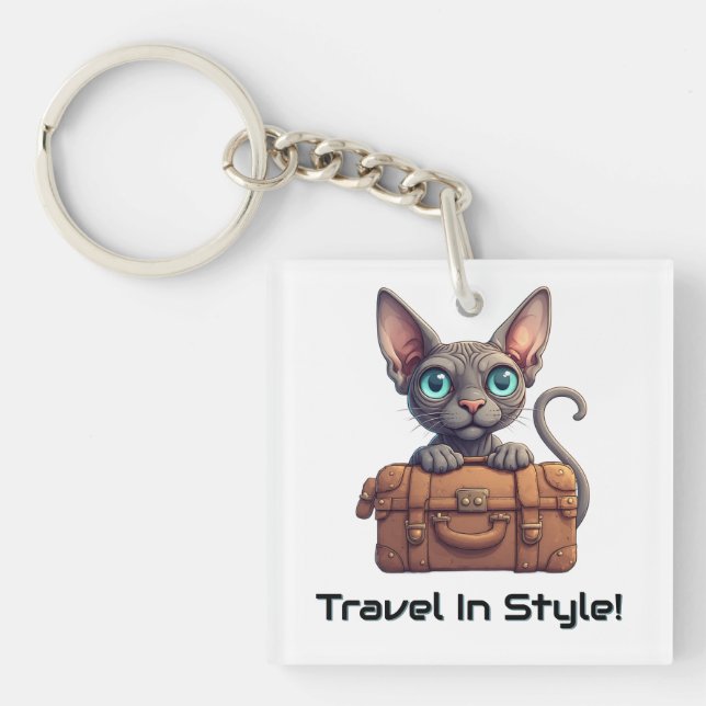 Porte-clés Voyageur Chat Mignon – Cadeau pour les Amateurs de (Devant)