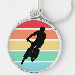 Porte-clés VTT sur Retro Rainbow Stripes porte - clé