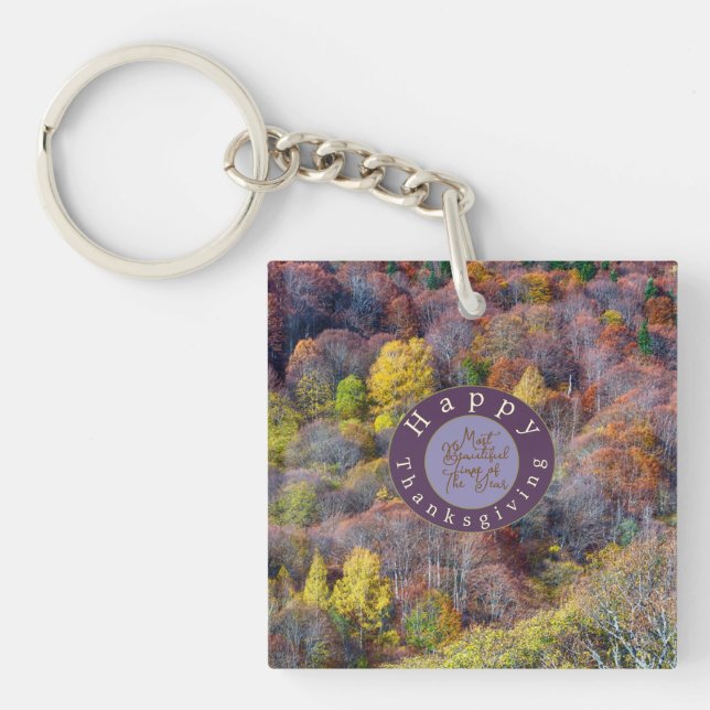 Porte-clés Vue aérienne de la forêt d'automne Arbres colorés (Devant)